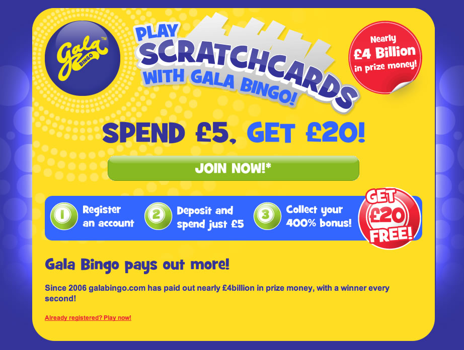 gala bingo scratch cards winning odds